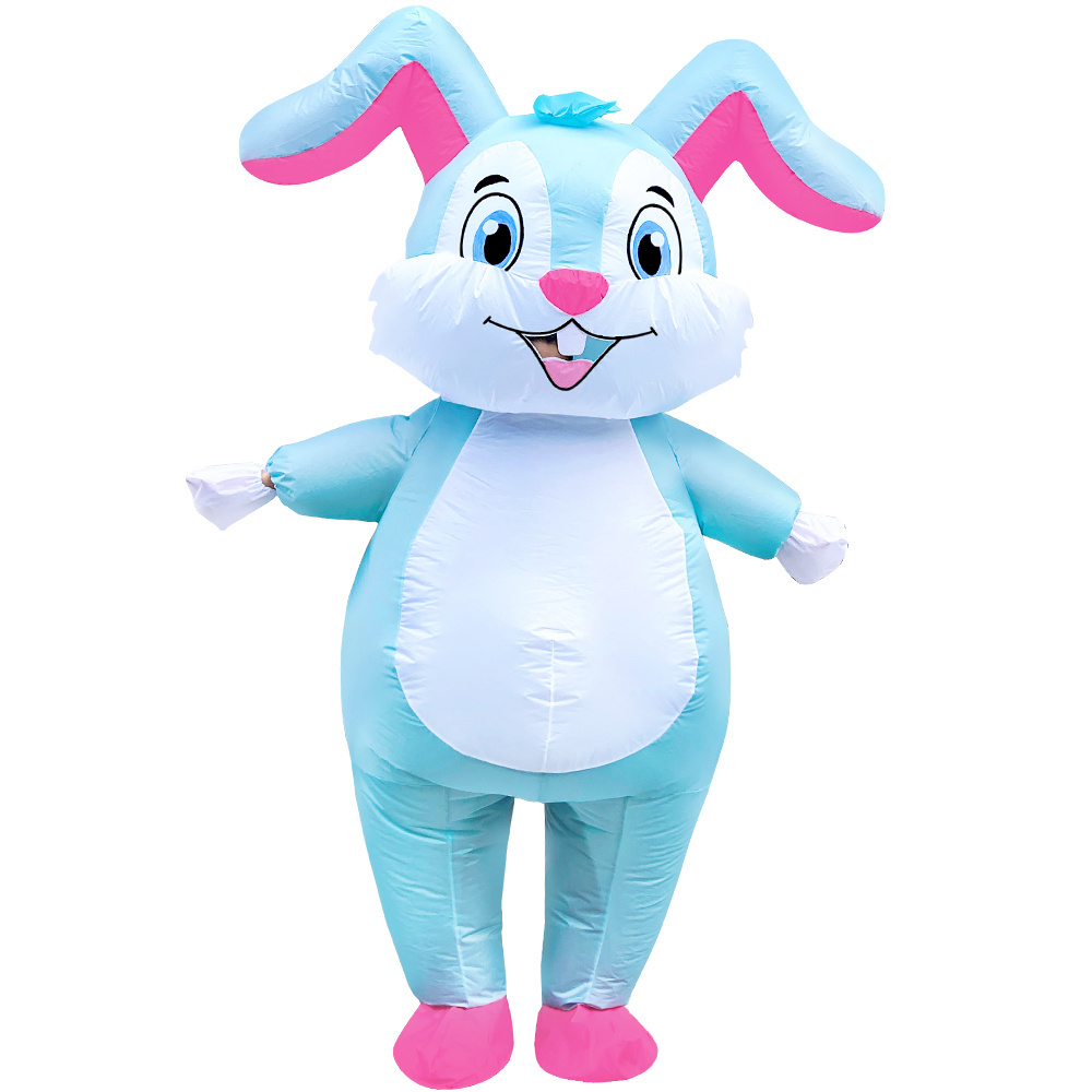 Unisex Adults Funny Halloween Party Holiday  Mascot Inflatable Blue Bunny Costume