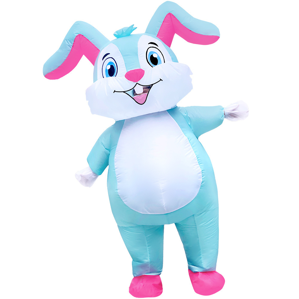 Unisex Adults Funny Halloween Party Holiday  Mascot Inflatable Blue Bunny Costume