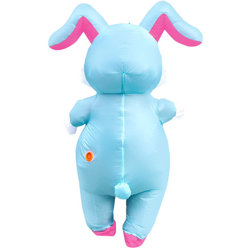 Unisex Adults Funny Halloween Party Holiday  Mascot Inflatable Blue Bunny Costume