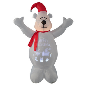 6ft 1.8m Lighted UP 3D Led Outdoor Yard Lawn Lows Inflatable Christmas Polar Bear Decoration with Photo Projector