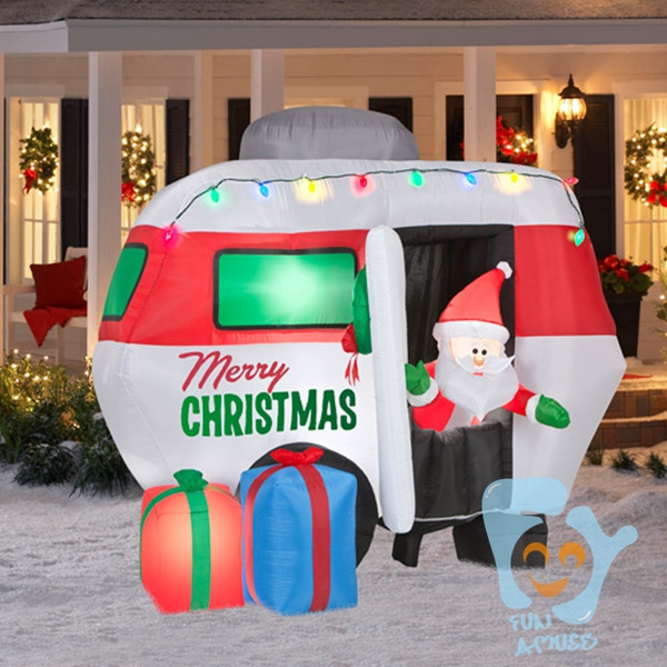 custom hotsell inflatable christmas santa in RV camper decoration