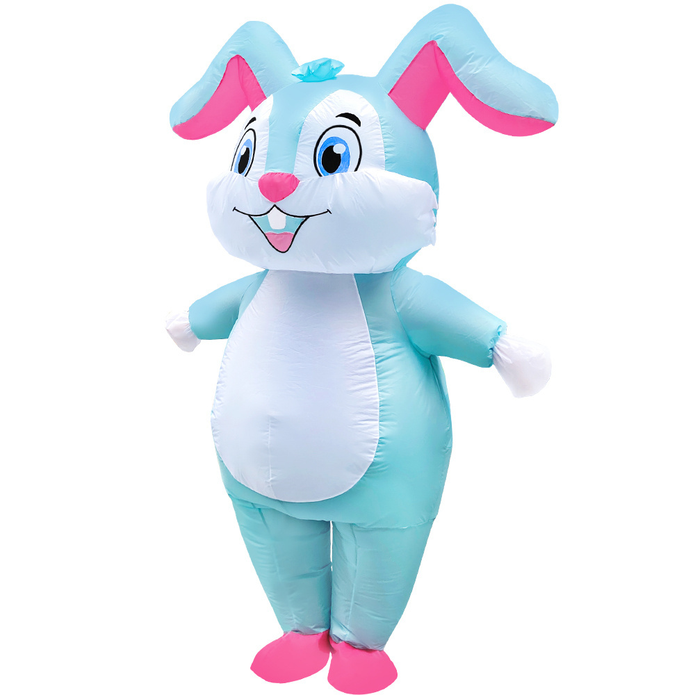 Unisex Adults Funny Halloween Party Holiday  Mascot Inflatable Blue Bunny Costume