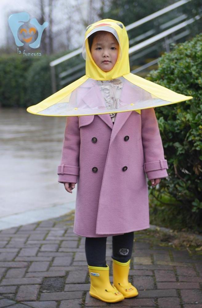 S/M Toddler Kids Rabbit Raincoat Yellow Duck Rabbit UFO Umbrella