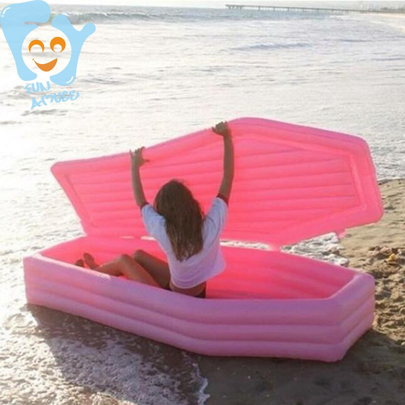 Wholesale Custom Fashion Inflatable Caskets Pink Coffin Pool Float