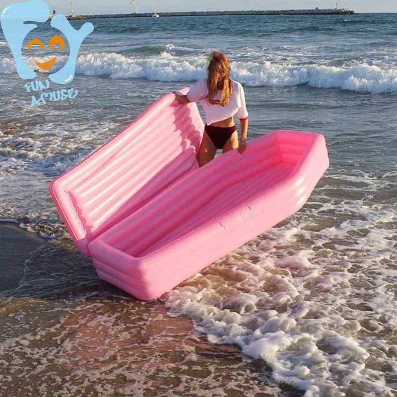 Wholesale Custom Fashion Inflatable Caskets Pink Coffin Pool Float