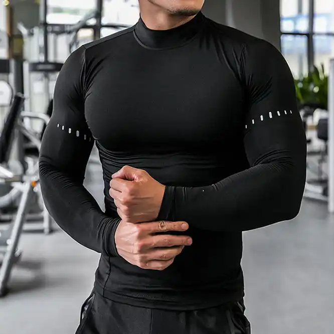 Quick Drying Breathable UV Protection Training Clothes Skin Tights T Shirts Gym Fitting Long Sleeve Compression Shirt for Men