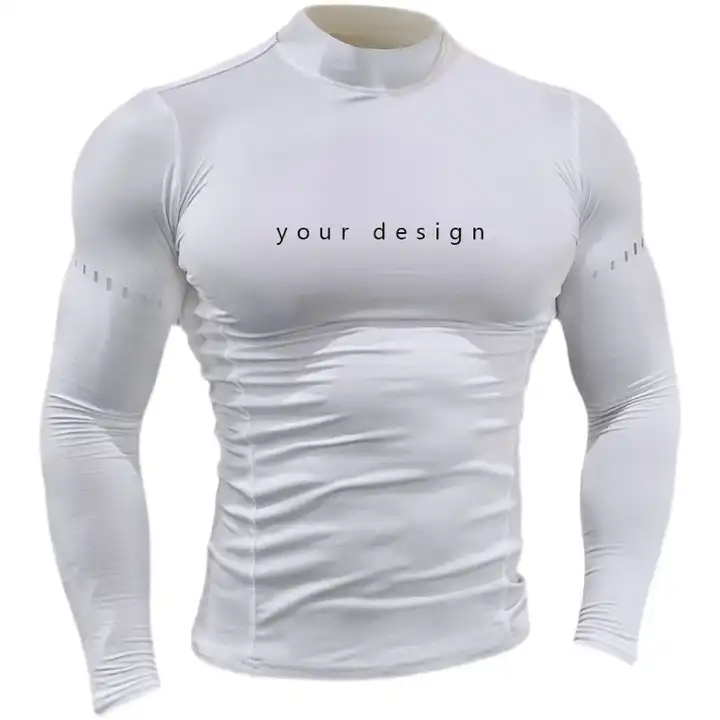 Quick Drying Breathable UV Protection Training Clothes Skin Tights T Shirts Gym Fitting Long Sleeve Compression Shirt for Men