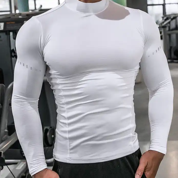 Quick Drying Breathable UV Protection Training Clothes Skin Tights T Shirts Gym Fitting Long Sleeve Compression Shirt for Men