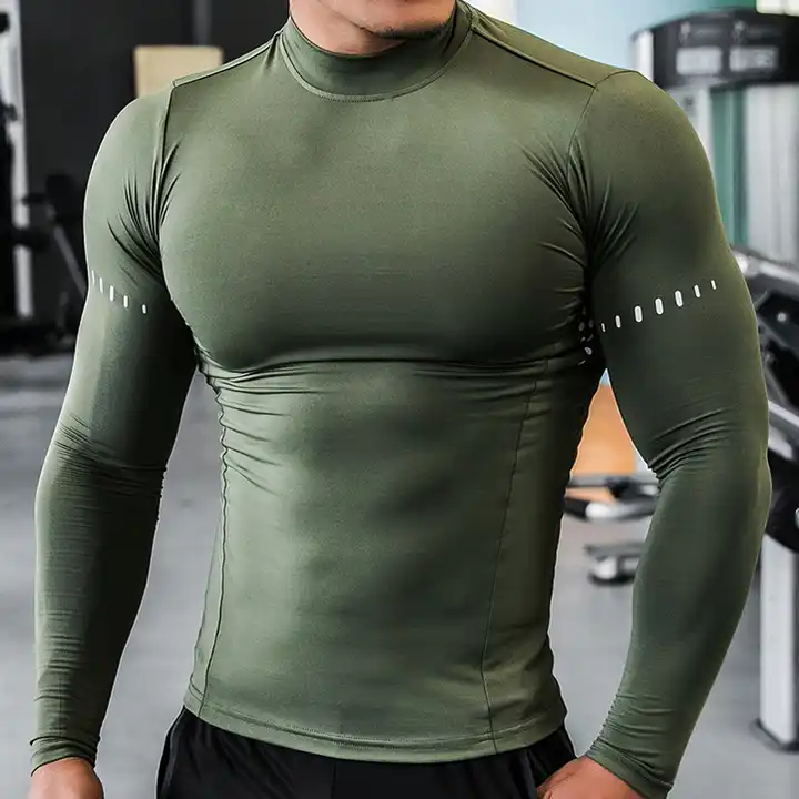 Quick Drying Breathable UV Protection Training Clothes Skin Tights T Shirts Gym Fitting Long Sleeve Compression Shirt for Men