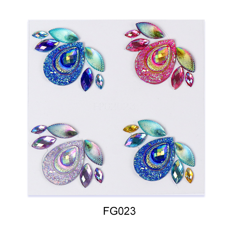 GP Holographic Rhinestone Face Gem Stick on Crystal Face Jewel Stickers Mermaid Face Jewels for Rave Carnival Festival Party