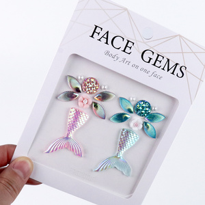 GP Holographic Rhinestone Face Gem Stick on Crystal Face Jewel Stickers Mermaid Face Jewels for Rave Carnival Festival Party