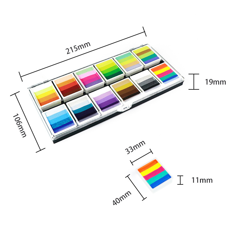 Golden Phoenix Professional Customized Water Based Rainbow Split Face and Body Paint Palette Colorful Kids Painting Palette