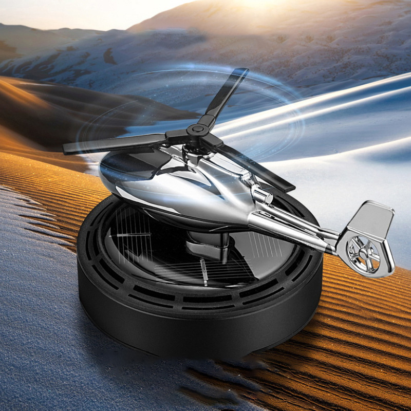 Funny Design Car Aromatherapy Solar Energy Power Metal Solar Helicopter Solar Car Air Freshner