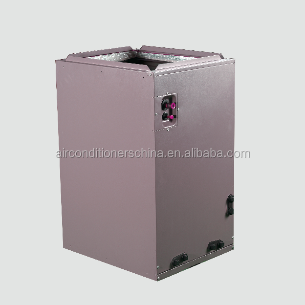 Top discharge condenser with cased coil