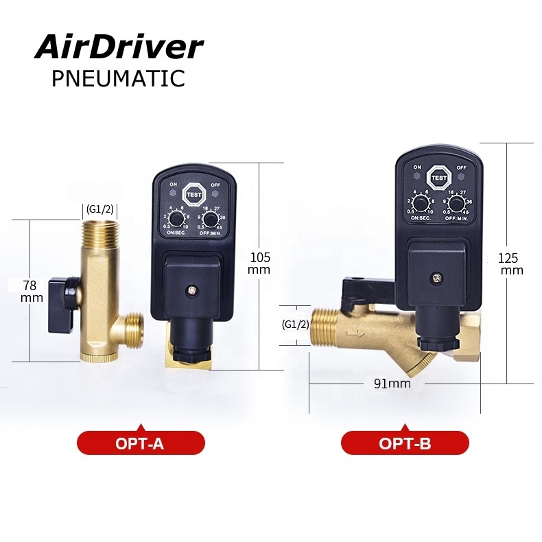 2/2 Way Water Auto Drain Solenoid Valve With Timer OPT-A/OPT-B