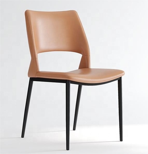 Italian Minimalist Backrest Chairs Modern  Genuine Artificial Leather Chair Upholstered Dining Room Furniture