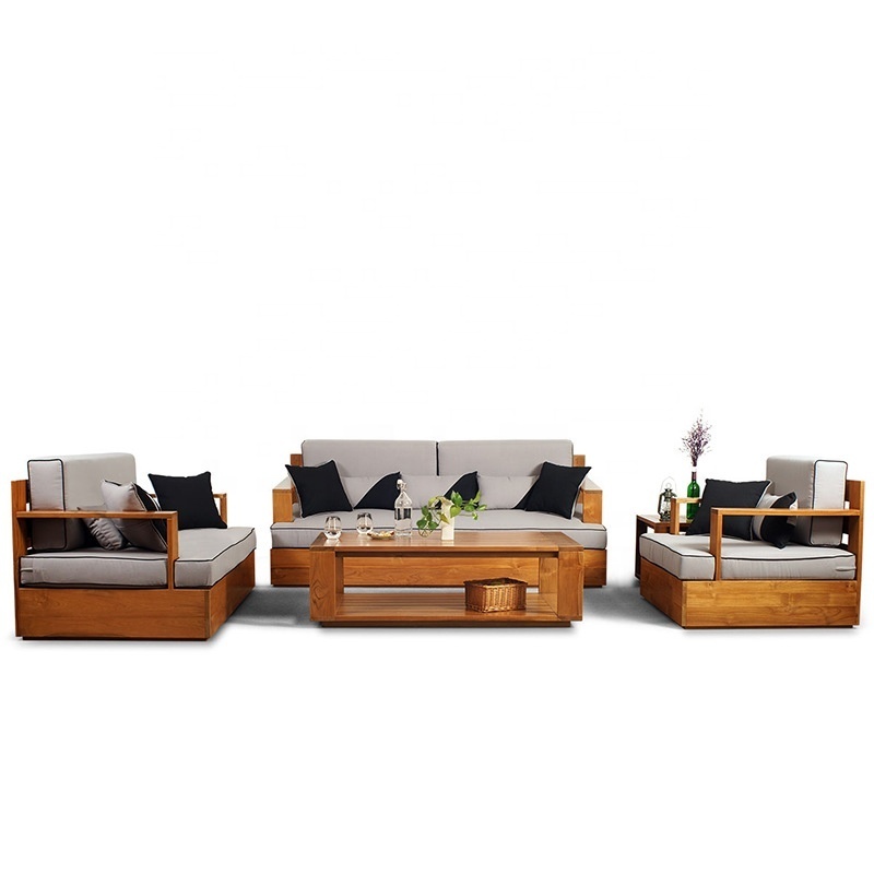 AIRFFY OEM/ODM Modern Style Garden Teak Sofa Outdoor Classic Garden Linen Patio Furniture with Cushion