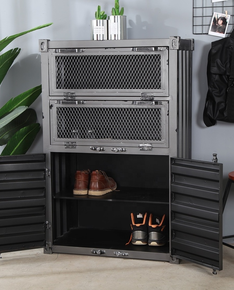 Industrial metal shoe cabinet and shoe racks cabinet for living room furniture shoe racks