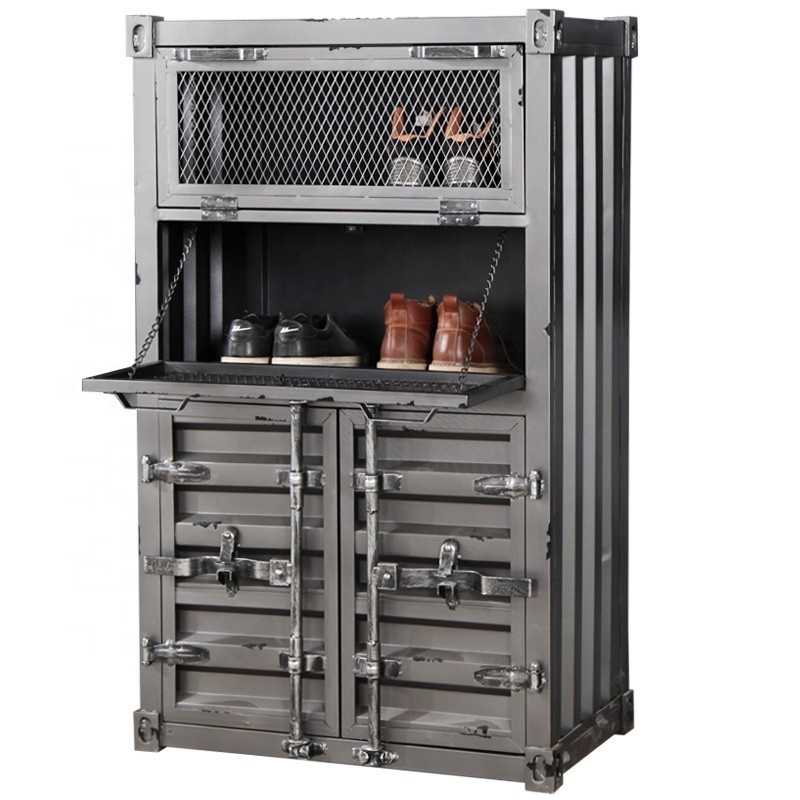 Industrial metal shoe cabinet and shoe racks cabinet for living room furniture shoe racks