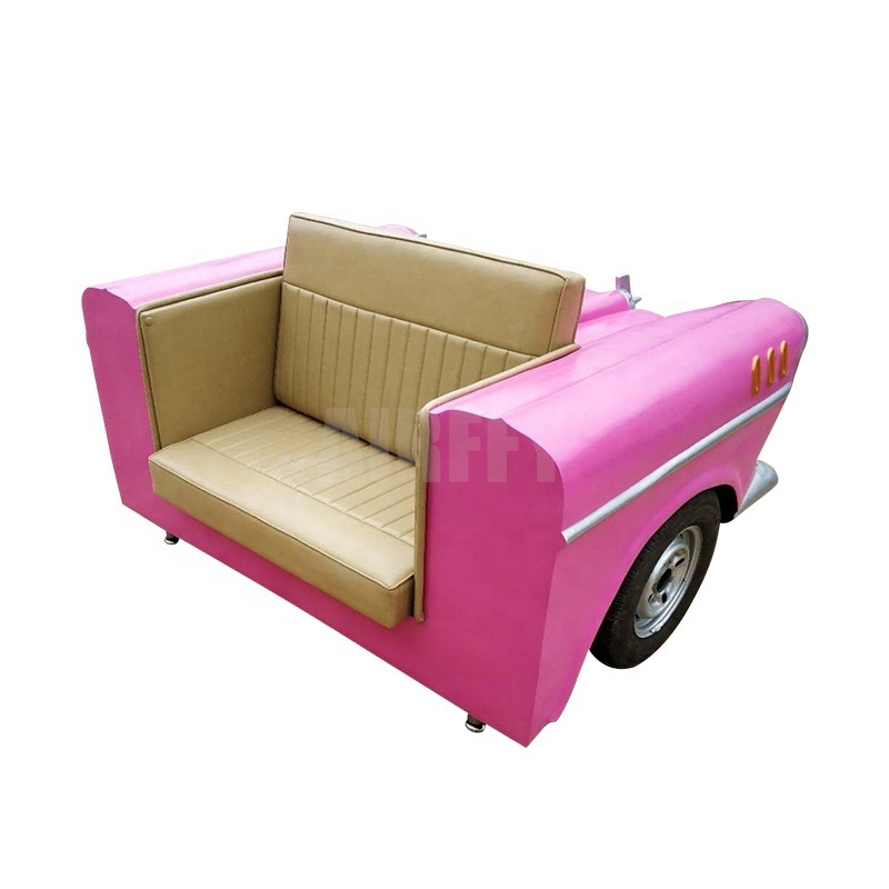 Modern Living room Classic car couch love seat pink leather sofa for sale