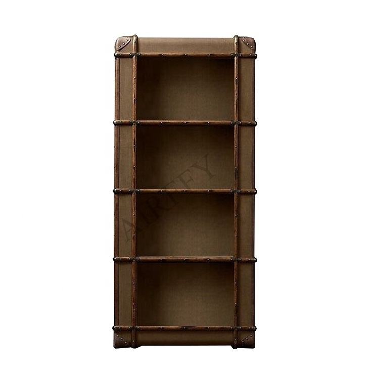 Retro Canvas Aluminum Classic Display Standing Storage Bookshelf for Living Room Bedroom Office Antique Aluminum Bookcase