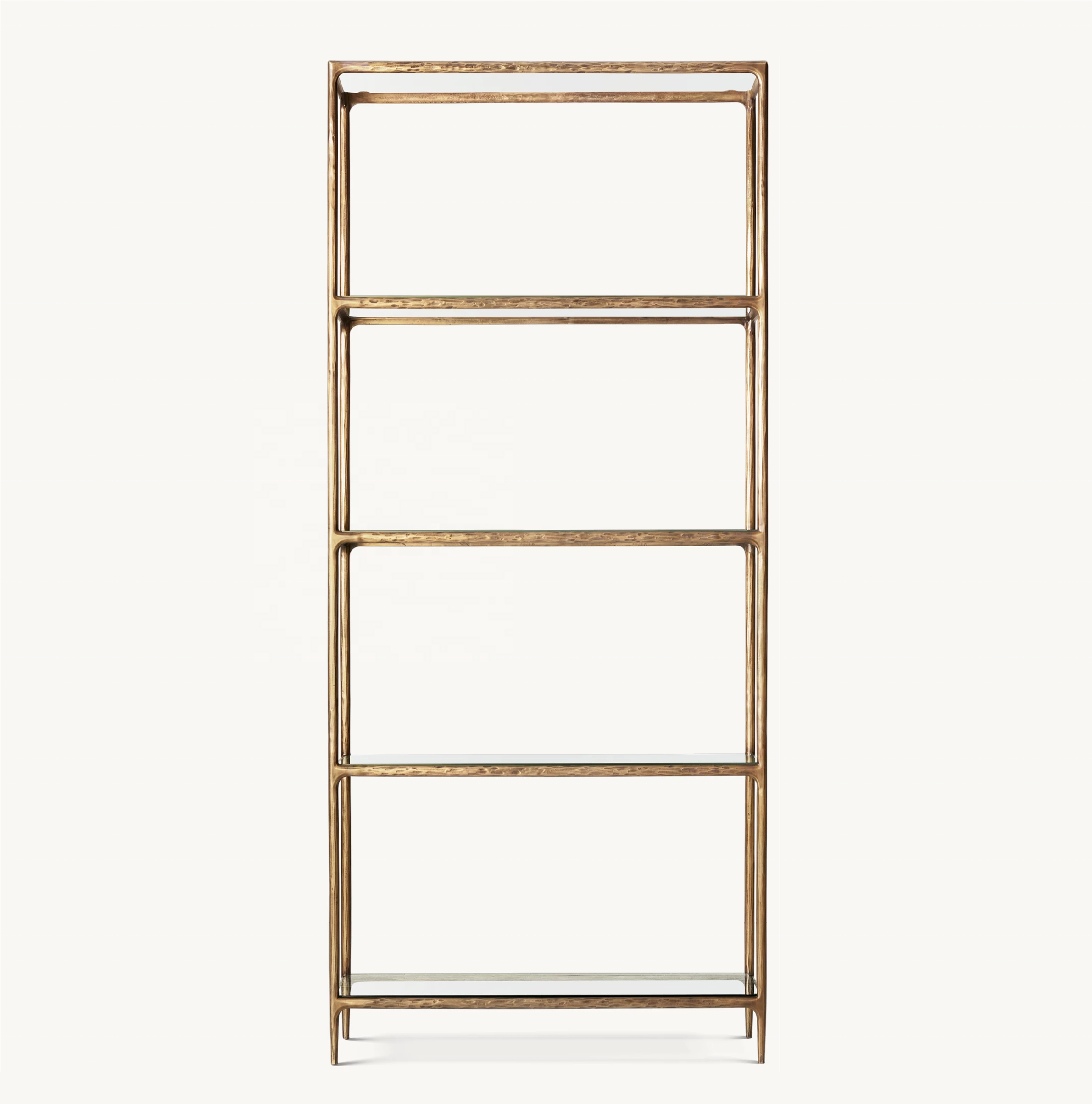 AIFFFY OEM/ODM Thaddeus Living Room Storage Display Racks Book Hand Forged Metal Clear Glass Shelf