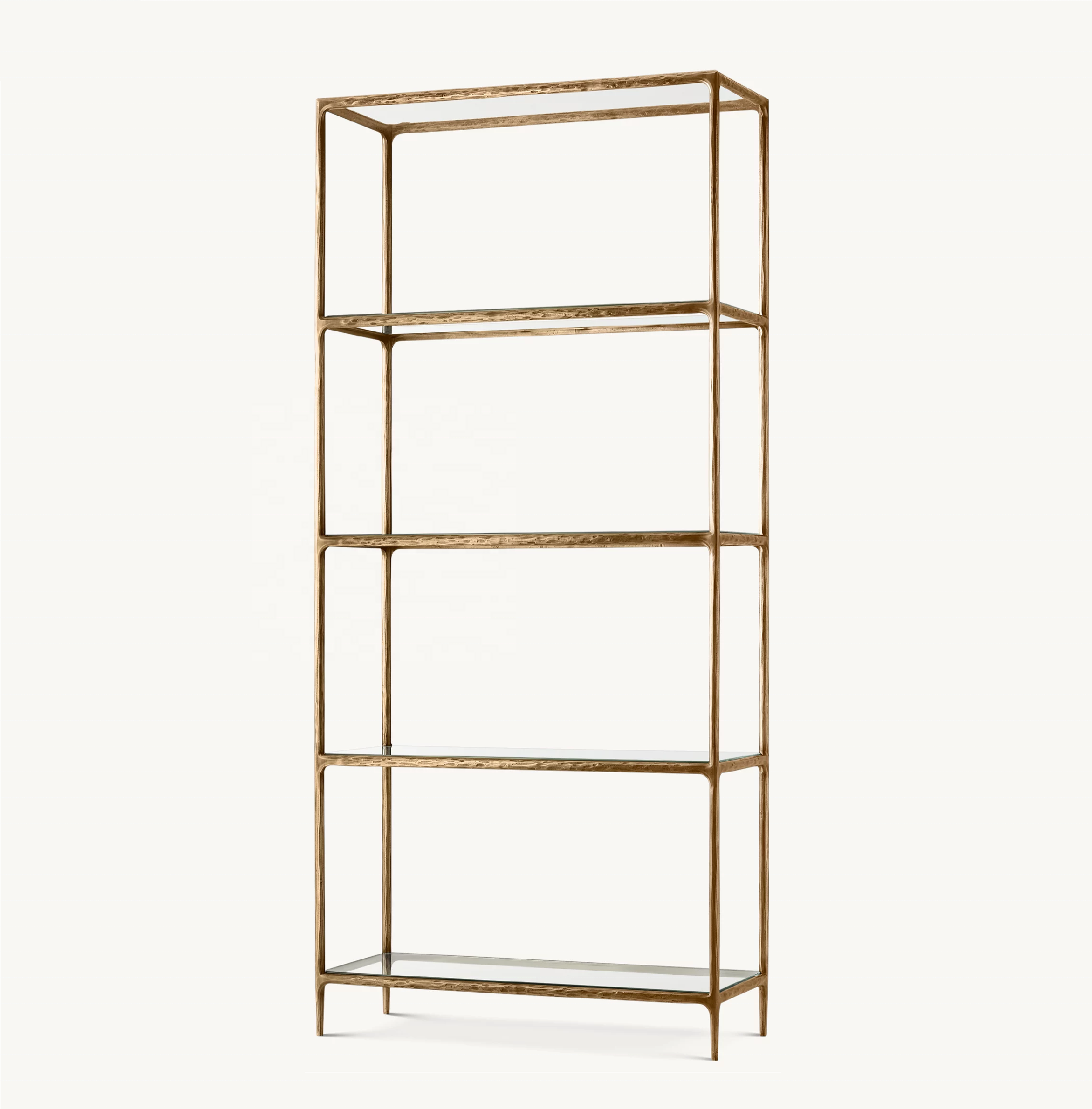 AIFFFY OEM/ODM Thaddeus Living Room Storage Display Racks Book Hand Forged Metal Clear Glass Shelf