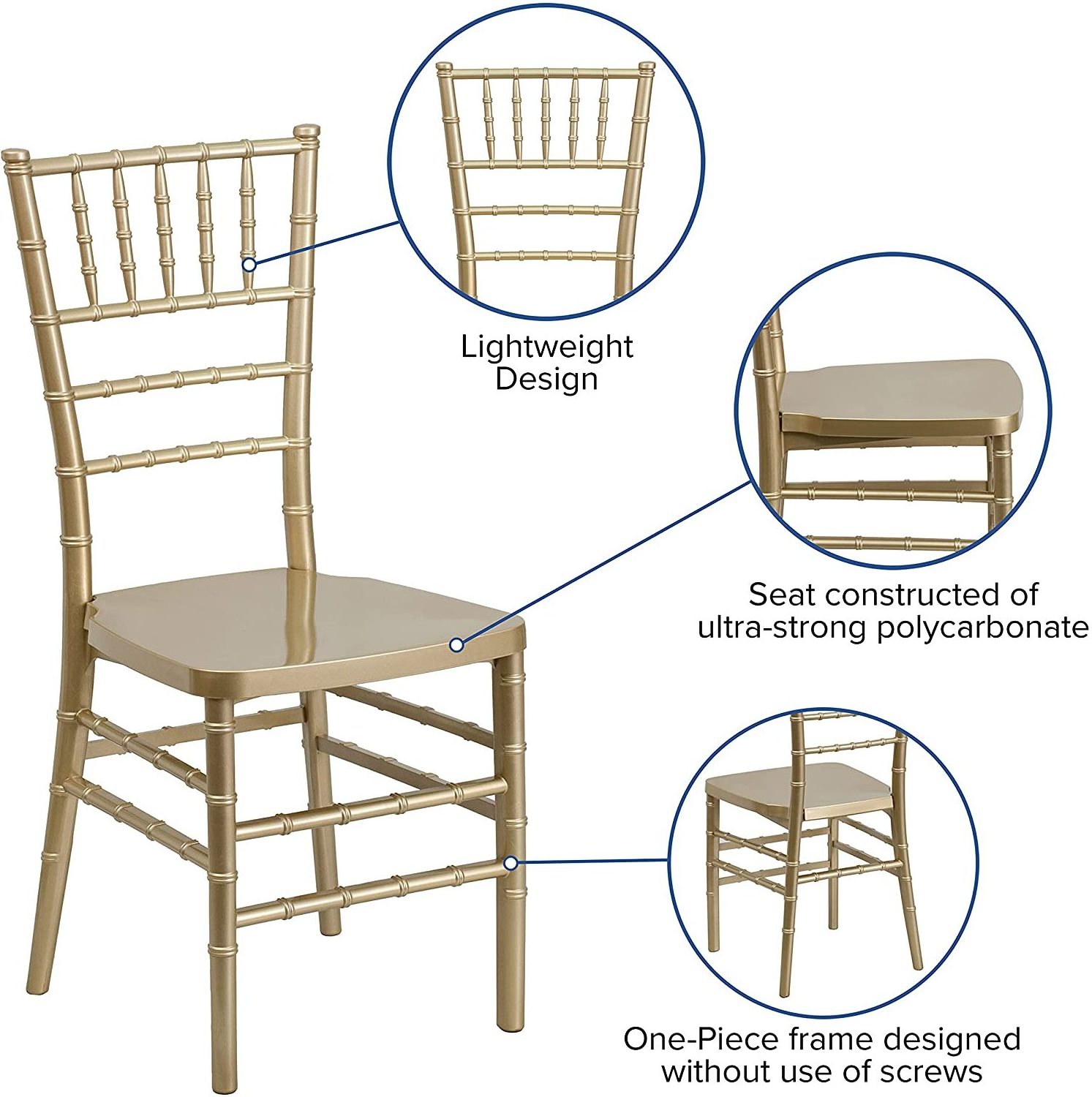 Stackable Gold Stainless Steel Throne Party Hotel Room Chiavari Chair Wedding Furniture Banquet Hotel Chairs for Hotel