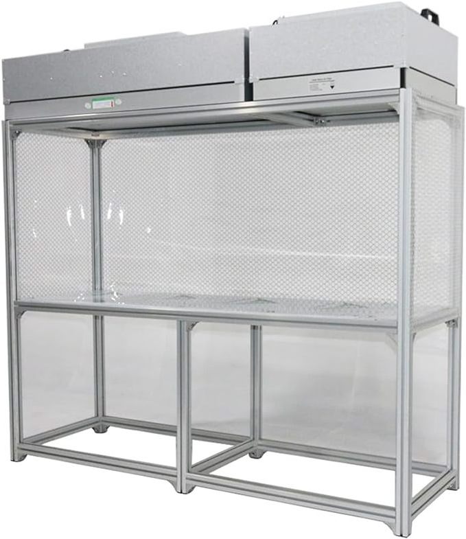 Custom easy detachable stainless steel Galvanized 0.3um clean desktop workshop cabinet with laminar flow hood FFU HEPA H14 fan