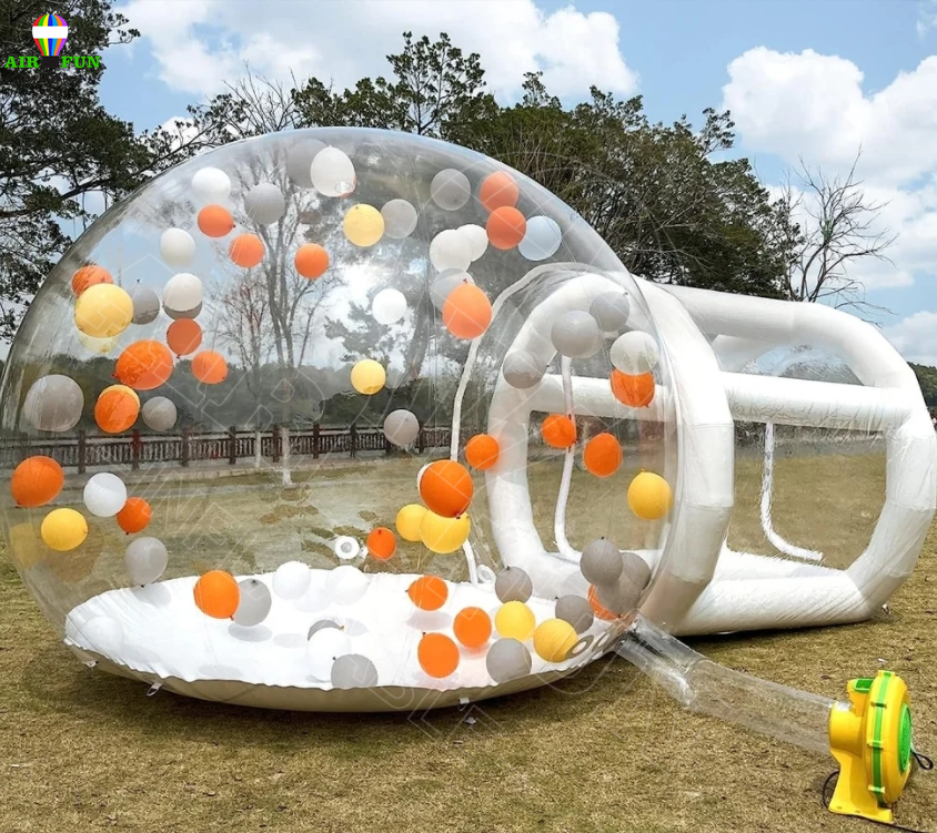 AIRFUN Inflatable Party Bubble Bounce House Transparent Bubble Tent with Printed Background Tunnel Blower and Pump