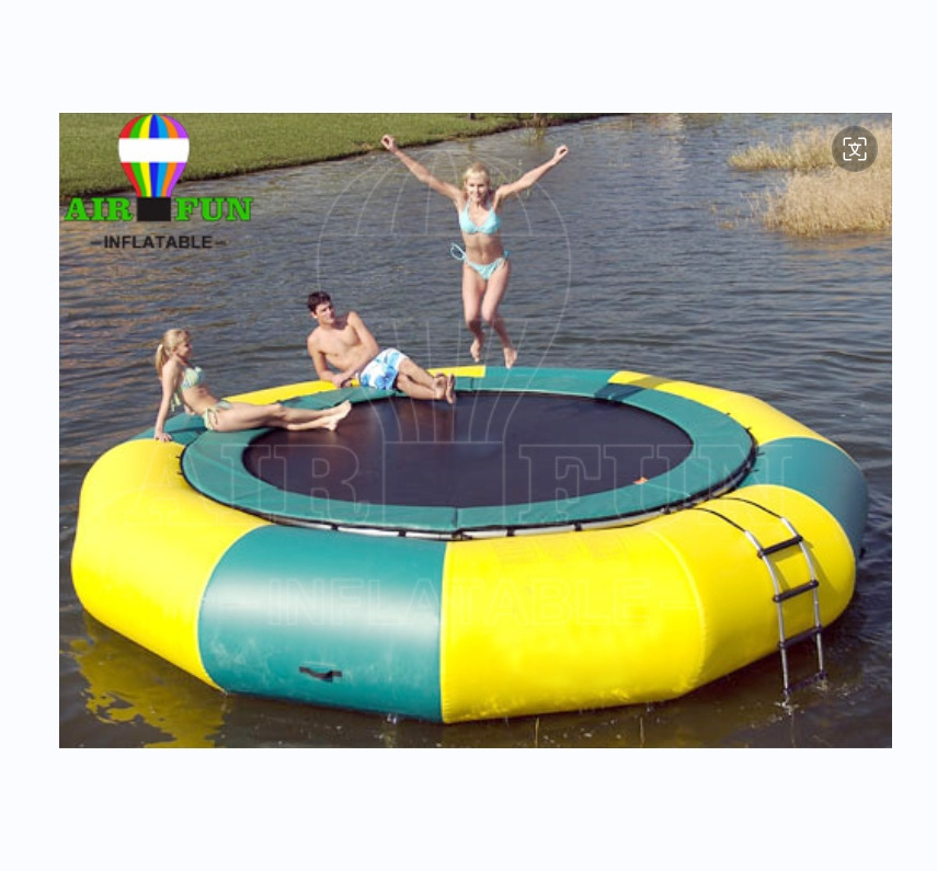 Airfun commercial water park toy floating jumping bed for lake water park games outdoor inflatable water trampoline for sale