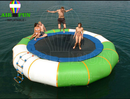 Airfun commercial water park toy floating jumping bed for lake water park games outdoor inflatable water trampoline for sale