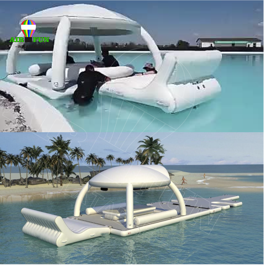 Airfun Manufacture inflatable water floating sofa toys ,Inflatable Water Floating Island Lounge for 2-10 people