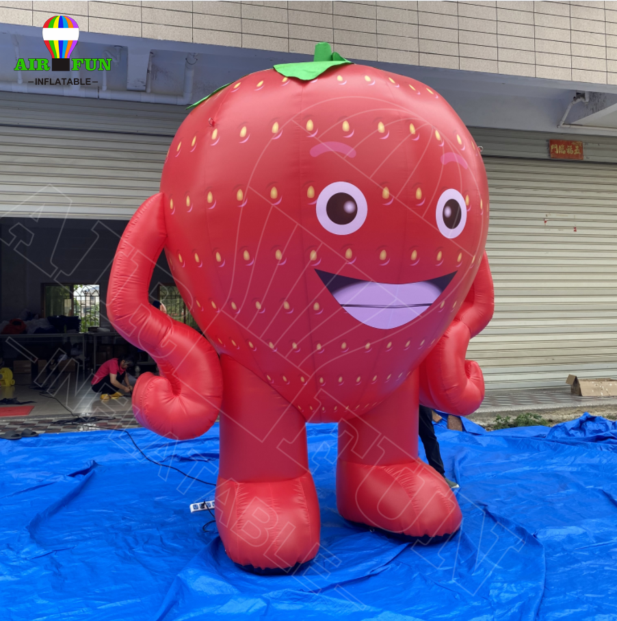 Airfun  inflatable strawberry for fruit shops outdoor Advertising,inflatable fruits rooptop balloon models