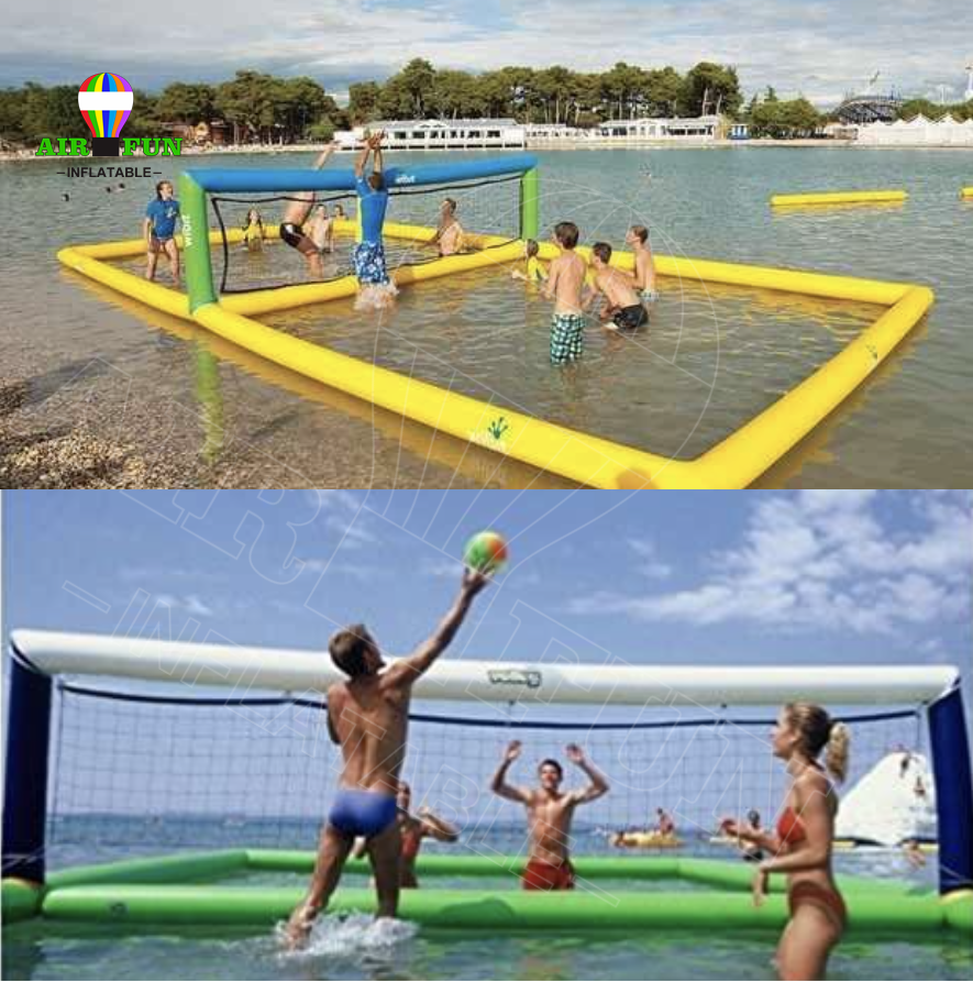 Airfun Large Pool Inflatable Volleyball Field / Inflatable Water Volleyball Court / Inflatable Tennis Court for Sport Games