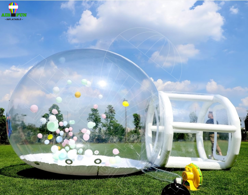 AIRFUN Inflatable Party Bubble Bounce House Transparent Bubble Tent with Printed Background Tunnel Blower and Pump