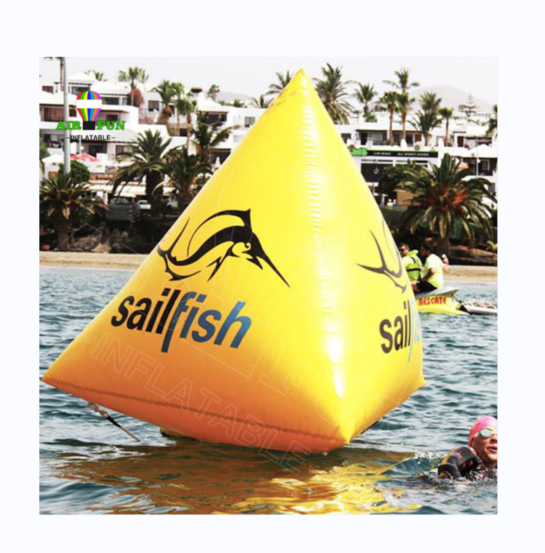 Airfun Custom Shape Yellow Race Marker PVC Inflatable Water Floating Buoy Lake Swimming Buoy For Sea