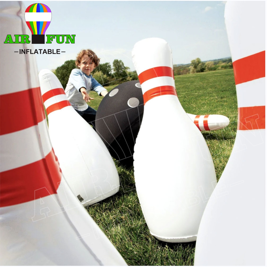 Airfun Inflatable Human Bowling Pins Balloon Lanes Cheap Outdoor Inflatable Sport Bubble Bowling Ball Alley Set Game