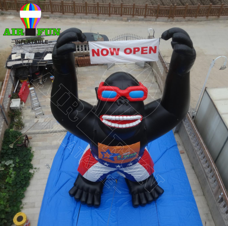 25FT 7.6m  Tall Giant Advertising Inflatable Gorilla, Large Inflatable Monkey Ground Balloon for Advertisement Air Blower