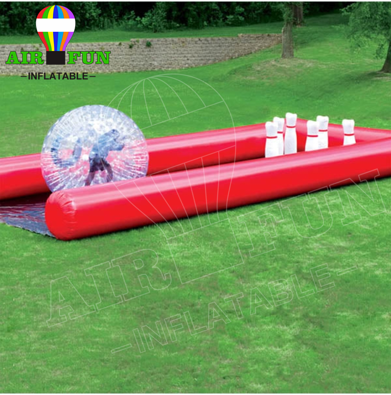 Airfun Inflatable Human Bowling Pins Balloon Lanes Cheap Outdoor Inflatable Sport Bubble Bowling Ball Alley Set Game