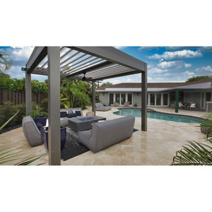 Outdoor aluminium pergola Garden Permanent Automatic Vented Roof Gazebo Canopy With Glass Door and Curtains