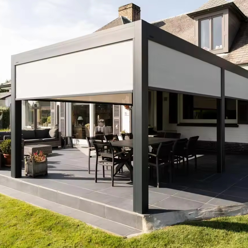 All Season Modern Manual Motorized Louver Roof Bioclimatic Aluminium Pergolas and Gazebos Outdoor