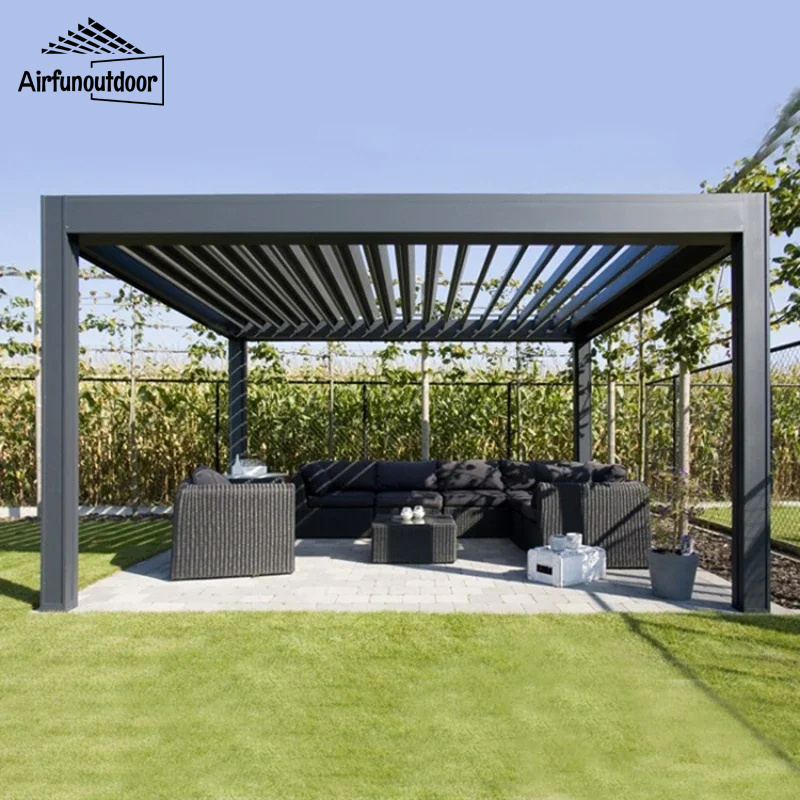 LED Light Waterproof Louver Garden Pergola with Aluminum Profile Outdoor Arches Arbours Pergolas & Bridge Design