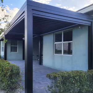 Aluminium Bioclimatic Pergola Carport Structure with Powder Coated Frame & Nature Pressure Treated Wood Solar System Compatible