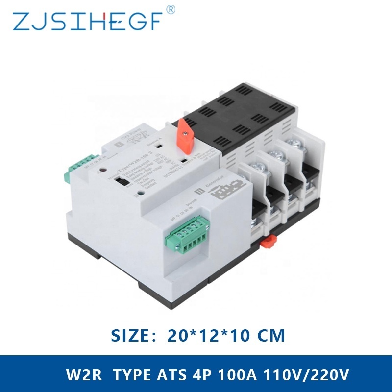 ZJSIHEGF W2R-2P/3P/4P 100A 110V/220V Mini ATS Automatic Transfer Switch Electrical Selector Switches Dual Power Switch