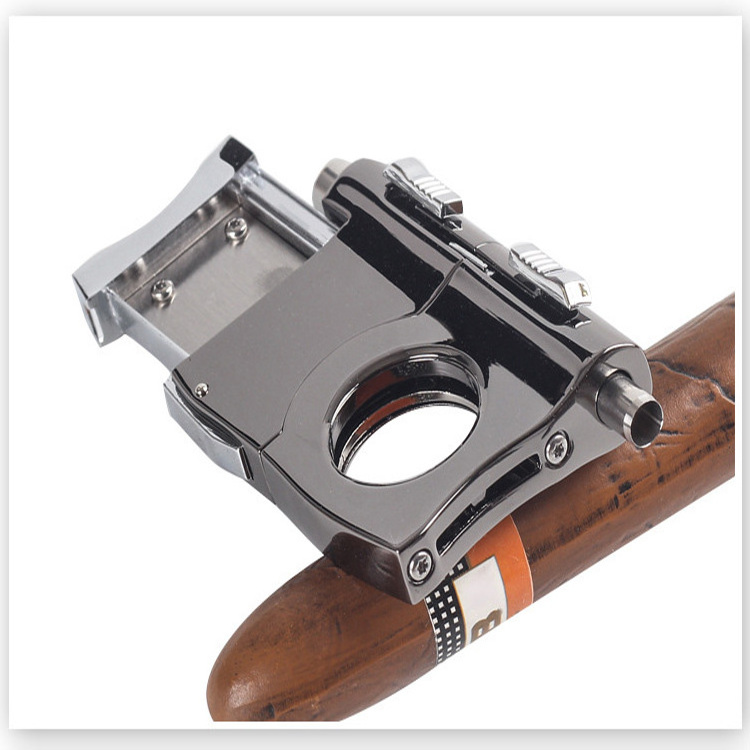 New 3 in 1 Multi Function Single Blade Cigar Cutter Scissors With 6mm 7 mm Cigar Punch Accessories