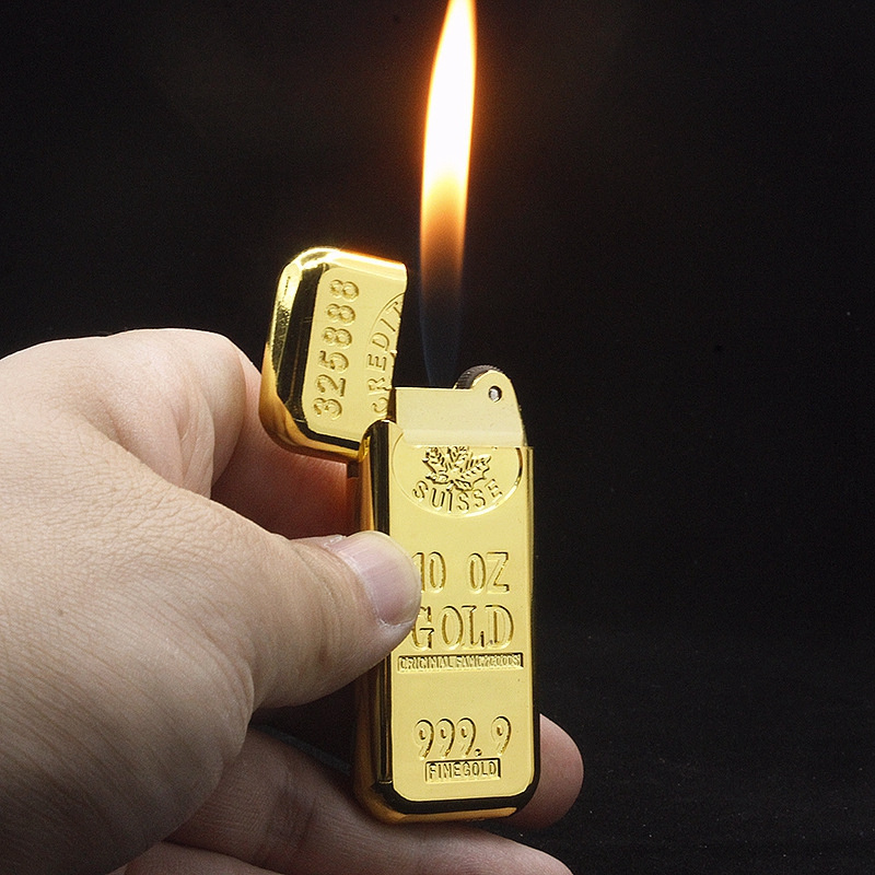 AIRO Hot selling Cigarette Accessories Fashion new Gold bar shape Butane gas lighters Kerosene match lighters