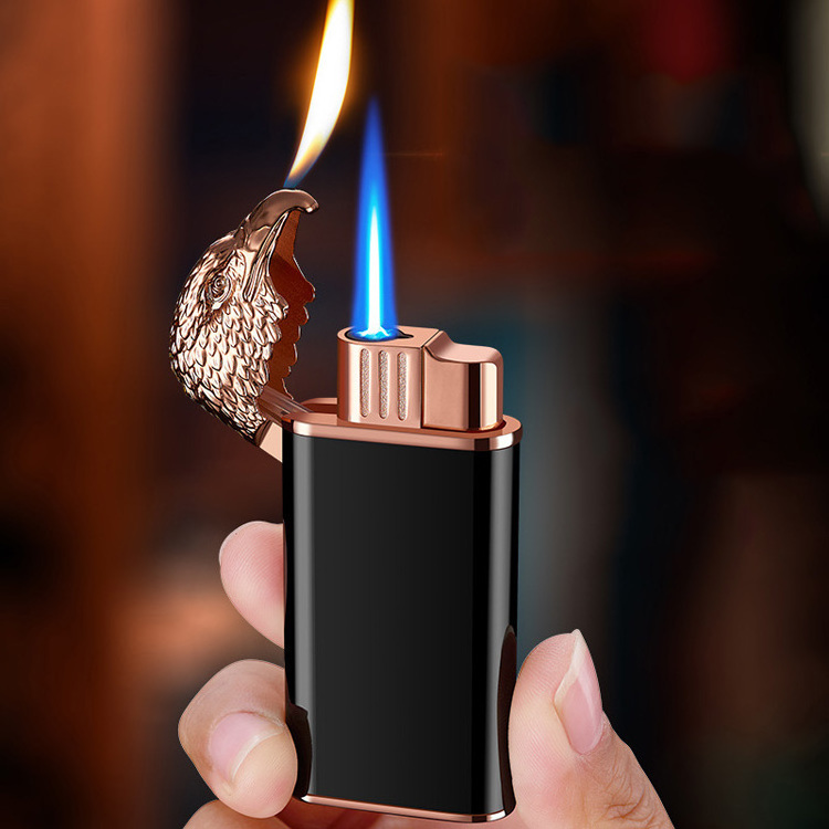 Eagle Double flame lighter custom logo lighter Straight flame gas flame lighter for cigarette