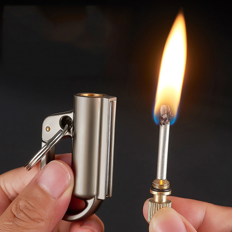 Multi-function Metal Matchstick Match Keychain outdoor waterproof kerosene lighter