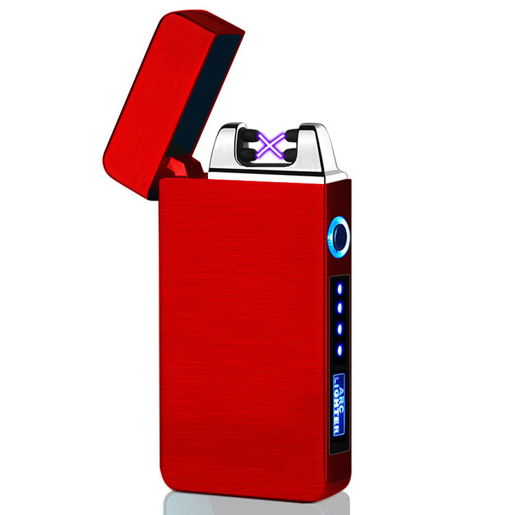 AIRO new Customize Logo Boyfriend Gift Double Arc Windproof Cigarette Lighter Portable Electricity Display Usb Charging Lighter